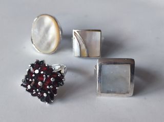 Anillos Plata Nácar y  Granate