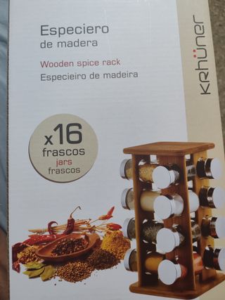 Especiero de madera Krühner 16 frascos