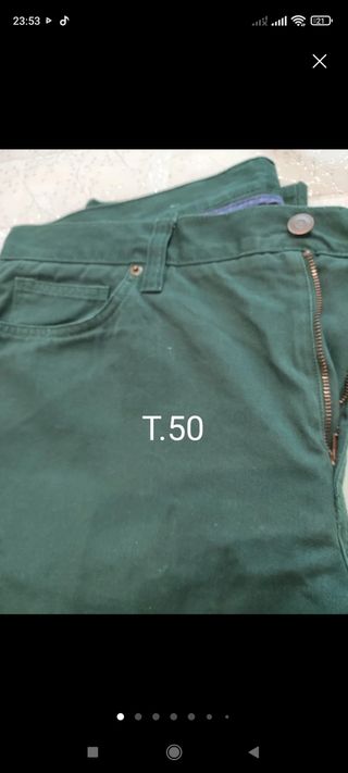 Pantalón chino verde T.50 100% algodón