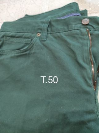 Pantalón chino verde T.50 100% algodón
