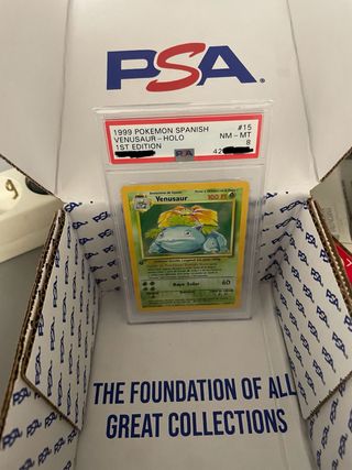 Carta Pokémon Venusaur base set PSA 8 Español Holo
