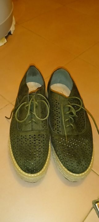 Zapatos zapatillas 40 verdes esparto ante mujer ta