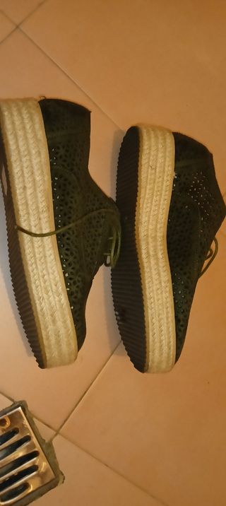 Zapatos zapatillas 40 verdes esparto ante mujer ta