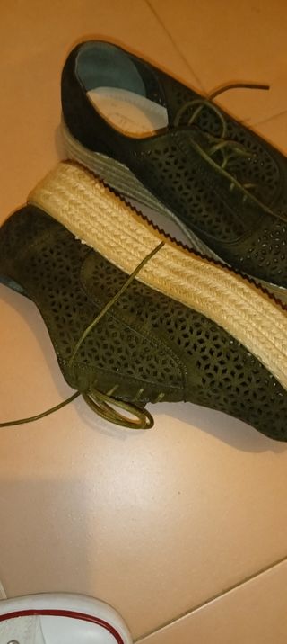 Zapatos zapatillas 40 verdes esparto ante mujer ta