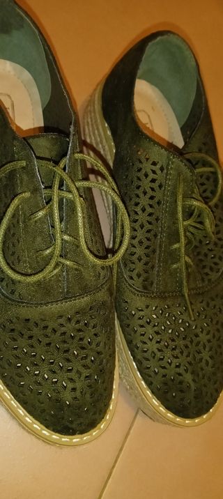 Zapatos zapatillas 40 verdes esparto ante mujer ta