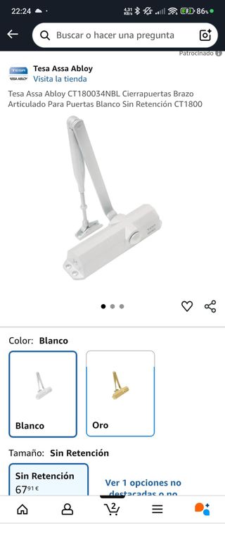 Cierrapuertas color blanco NUEVO marca Tesa