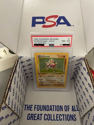 Carta Pokémon Hitmonchan base set PSA 8 1 Edición