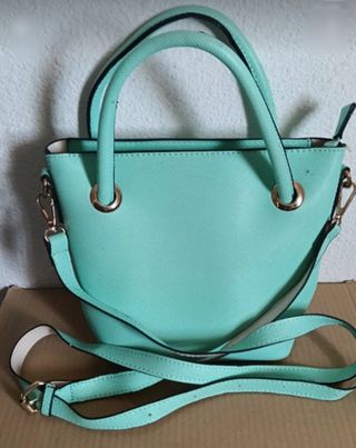 Bolso verde agua con asa y correa