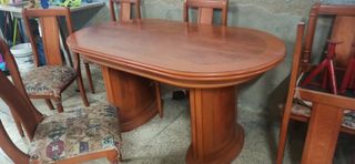 Mesa comedor y 6 sillas vintage madera. Urge vende