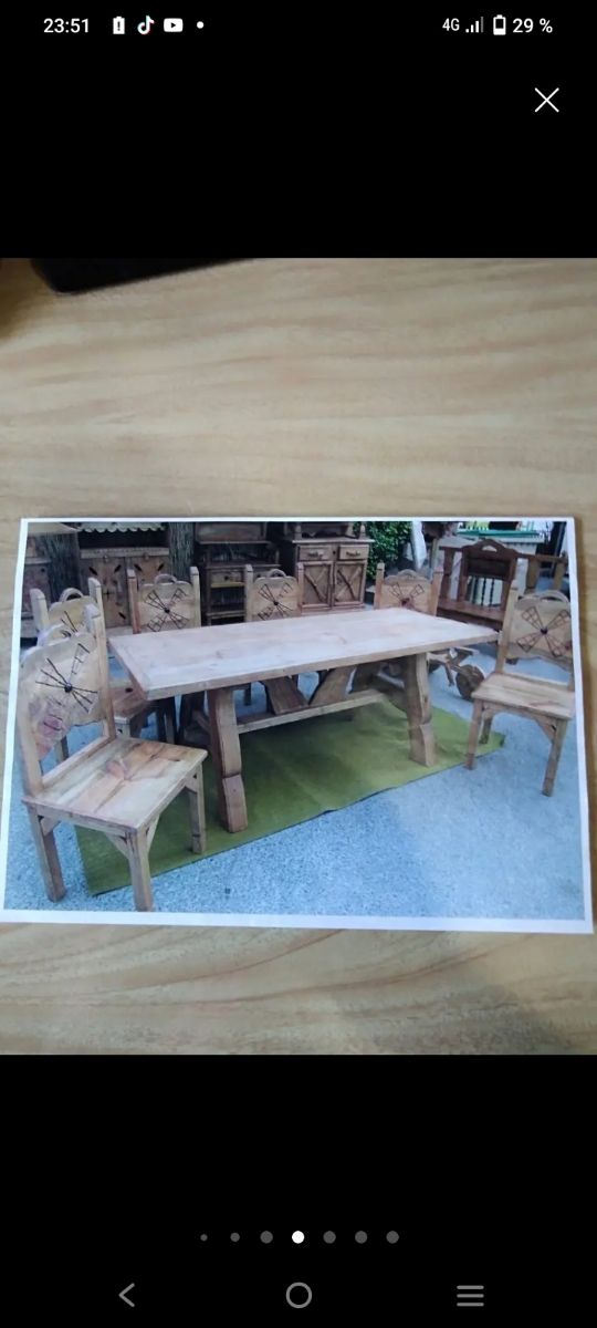 Mesa de madera rústica 4 metros