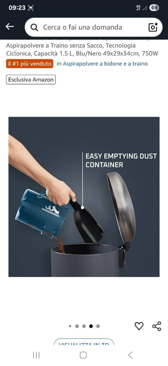 Aspirapolvere Traino Senza Sacco 750W