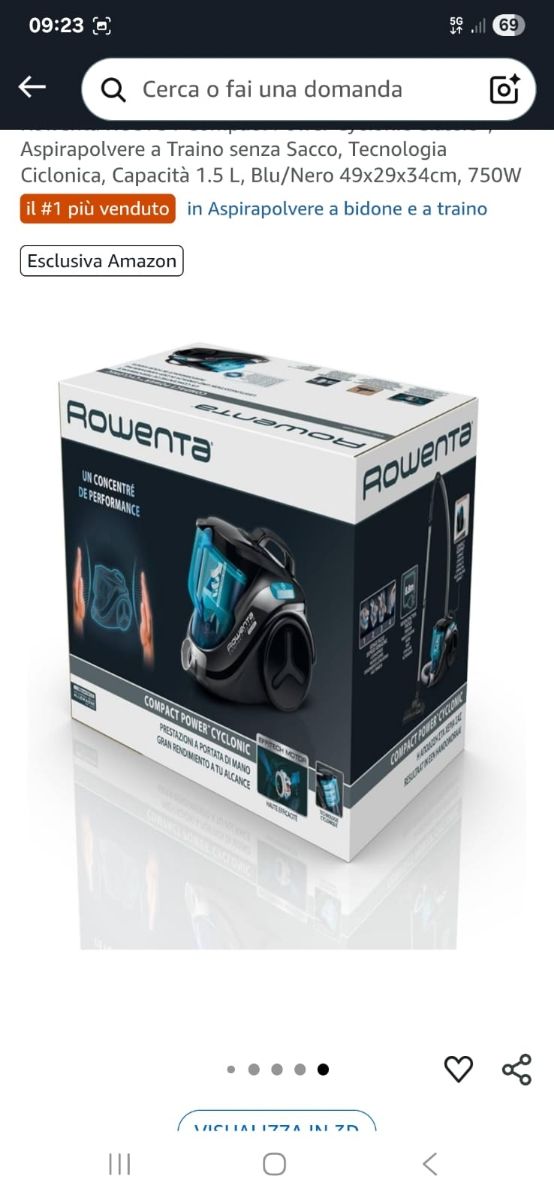 Aspirapolvere Traino Senza Sacco 750W