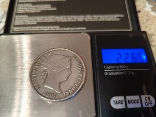 Moneda Plata Isabel II 1867 Falsa