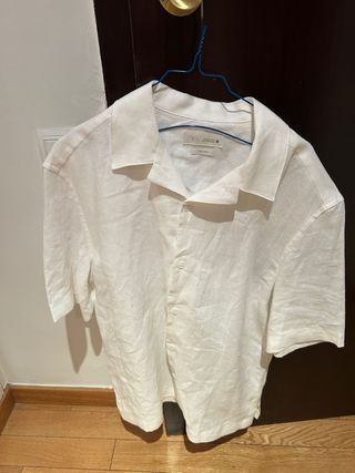 Camisa Zara Lino Blanca Talla M