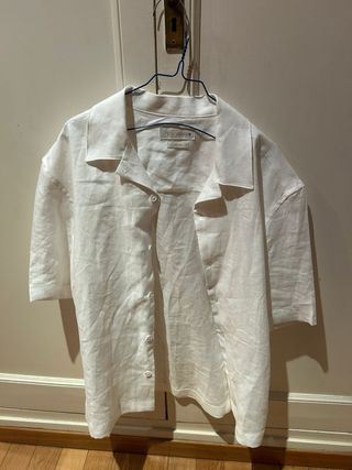 Camisa Zara Lino Blanca Talla M