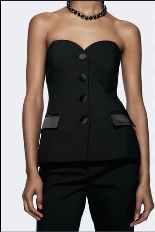 Top Bustier Zara Negro Nuevo