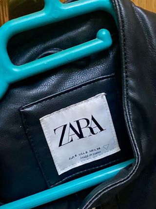 Chaqueta Zara Cuero Negra Talla S