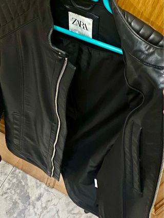 Chaqueta Zara Cuero Negra Talla S