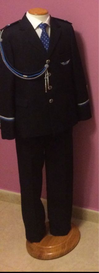 Traje de comunión chico negro y azul de almirante 