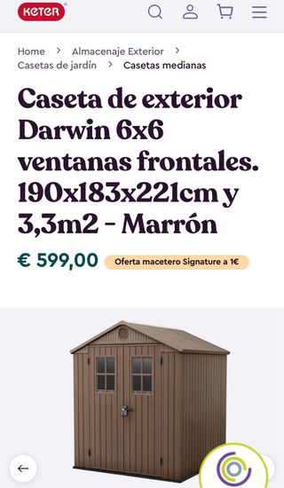 Caseta de jardín Keter 3.3m² NUEVA