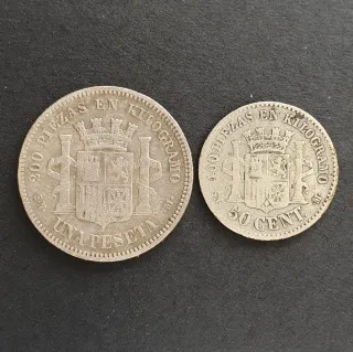 España 2 monedas plata 1870, Gobierno Provisional
