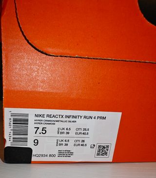 Nike Reactx Infinity Run 4 PRM Naranja/Plata