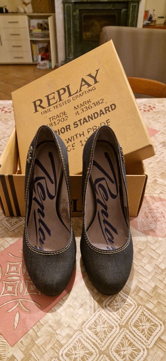 Scarpe Replay tacco alto jeans donna