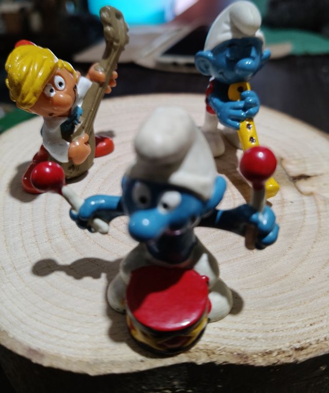 3 Puffi Musicisti con Tronchetto