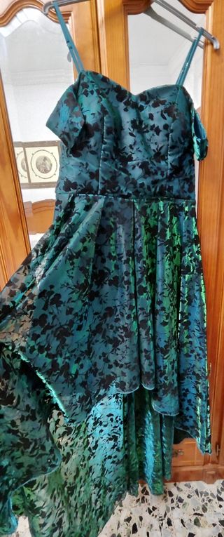 Vestido fiesta verde y negro Talla XL