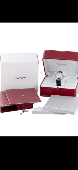 Reloj Cartier Esfera Blanca Correa Negra