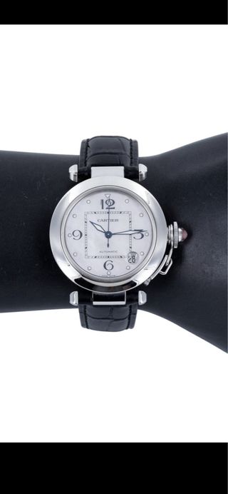 Reloj Cartier Esfera Blanca Correa Negra