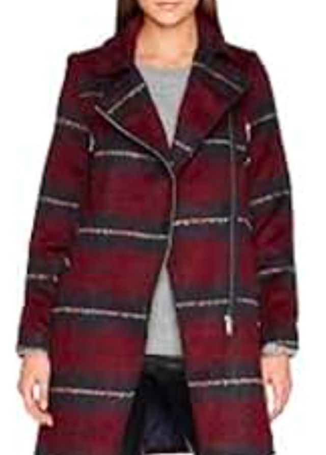 Abrigo Tiffosi Lana Raya Negro/Rojo Talla S