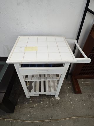 Carrito Auxiliar Cocina Madera y Cerámica