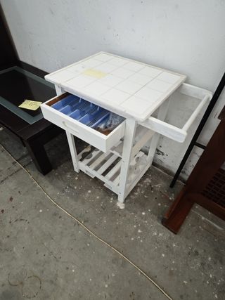 Carrito Auxiliar Cocina Madera y Cerámica