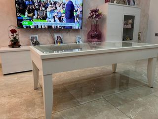 Mesa de centro cristal y madera