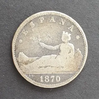 España 1 peseta 1870 Gobierno Provisional FALSA 