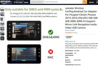 Módulo CarPlay/Android Auto Peugeot/Citroen SMEG