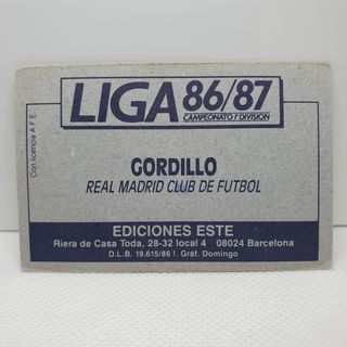 ⚽️ CROMO DE FUTBOL GORDILLO REAL MADRID LIGA 86-87