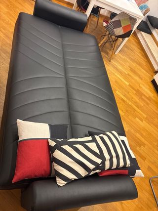 Divano letto contenitore 3 posti in ecopelle nera