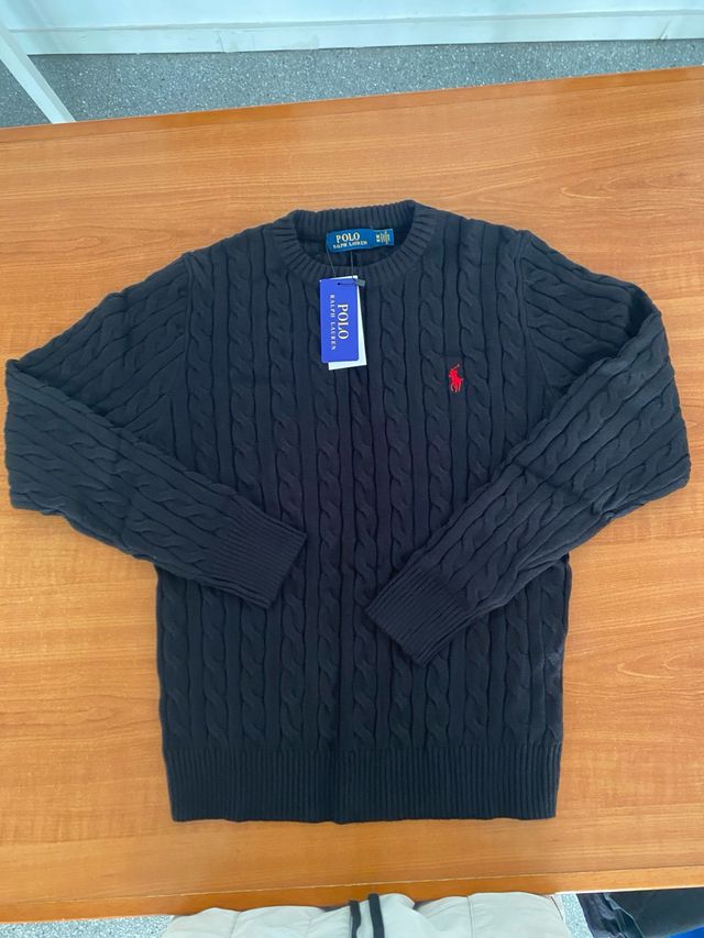 Jersey Polo Ralph Lauren Negro Punto Trenzado