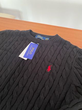 Jersey Polo Ralph Lauren Negro Punto Trenzado