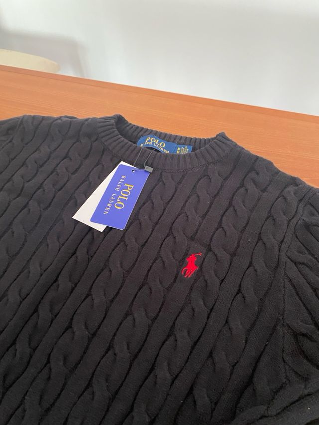 Jersey Polo Ralph Lauren Negro Punto Trenzado