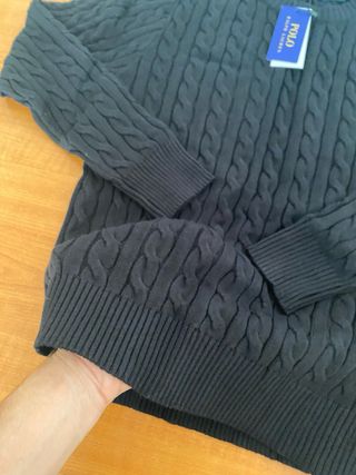 Jersey Polo Ralph Lauren Negro Punto Trenzado