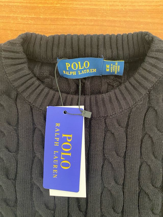 Jersey Polo Ralph Lauren Negro Punto Trenzado