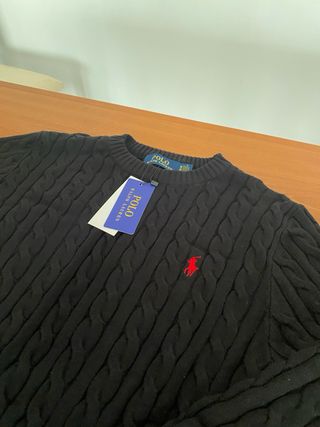 Jersey Polo Ralph Lauren Negro Punto Trenzado