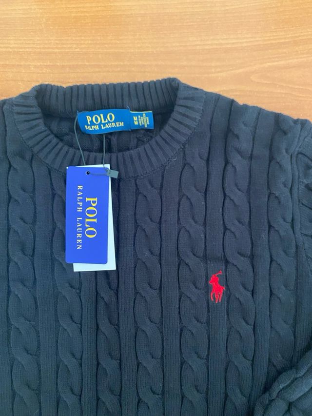 Jersey Polo Ralph Lauren Negro Punto Trenzado