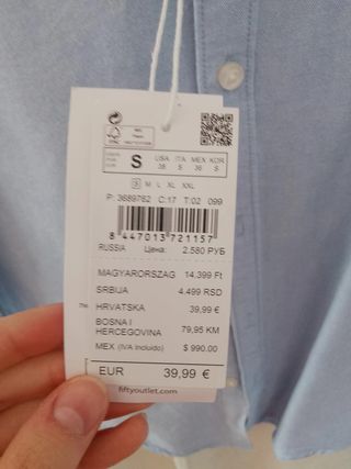 Camisa azul celeste algodón Talla S
