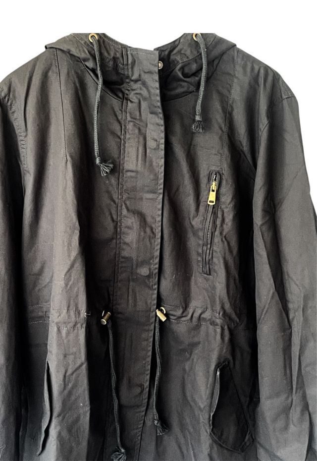 Cortavientos mujer negro con capucha XL