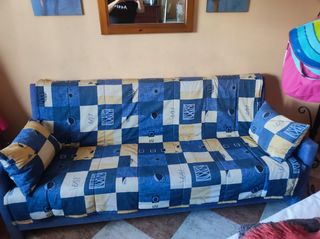 Sofá Cama Azul y Amarillo