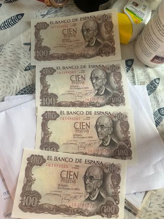 4 Billetes 100 Pesetas España 1970 sin circular